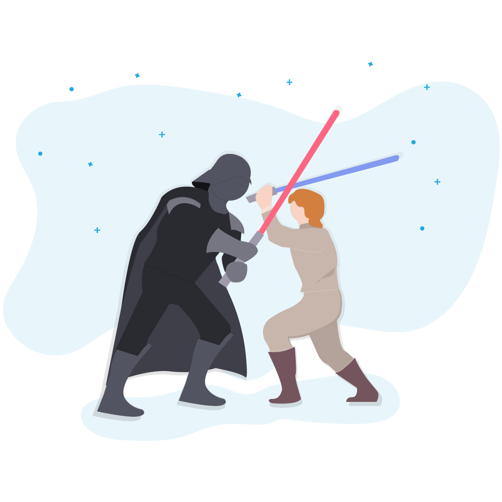 Lightsaber duel between Darth Vader and Luke Skywalker